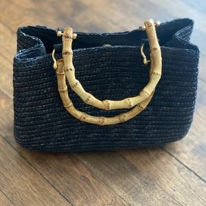 #63 St. John’s Bay Black Woven Basket Bag